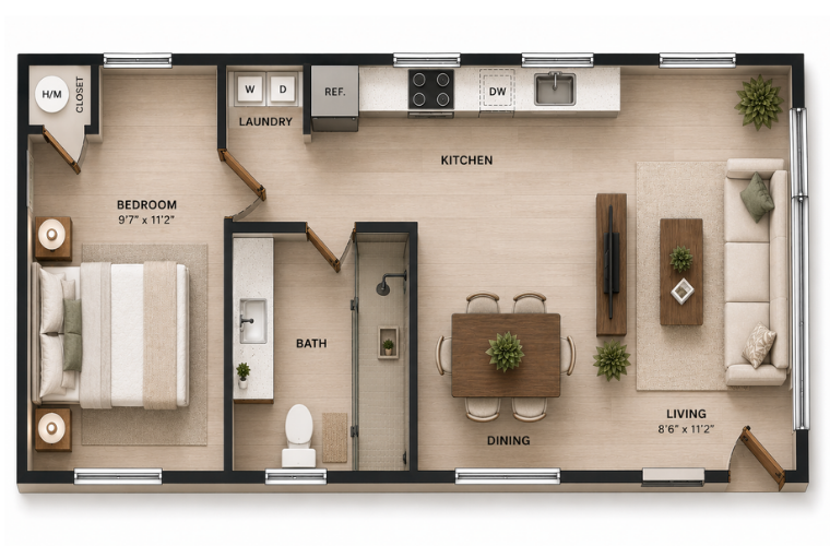The Fernwell floor plan with furniture The Fernwell floor plan with furniture