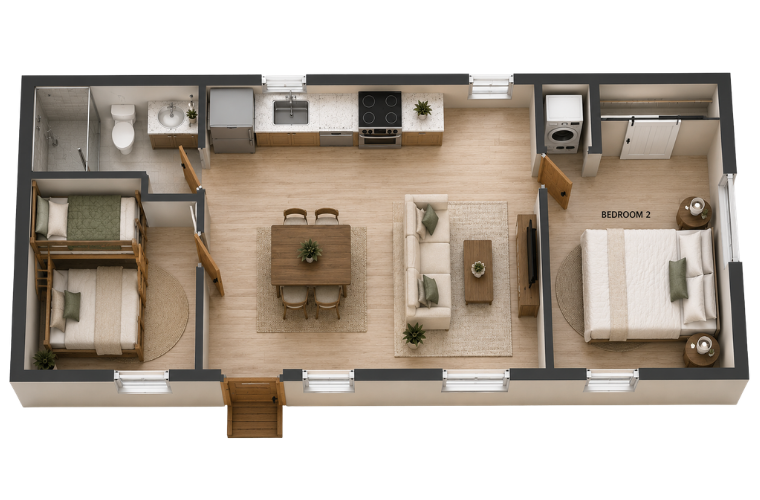 The Pinecrest floor plan with furniture The Pinecrest floor plan with furniture