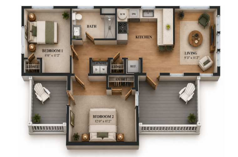 The Solace floor plan with furniture The Solace floor plan with furniture