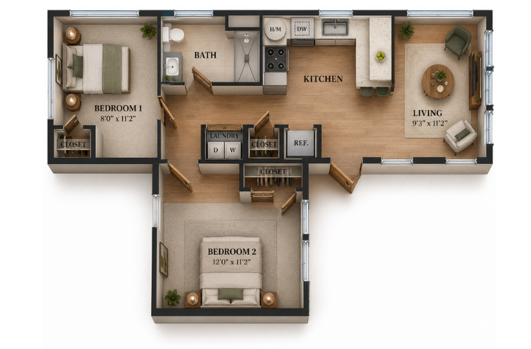 The stillwater floor plan with furniture The stillwater floor plan with furniture